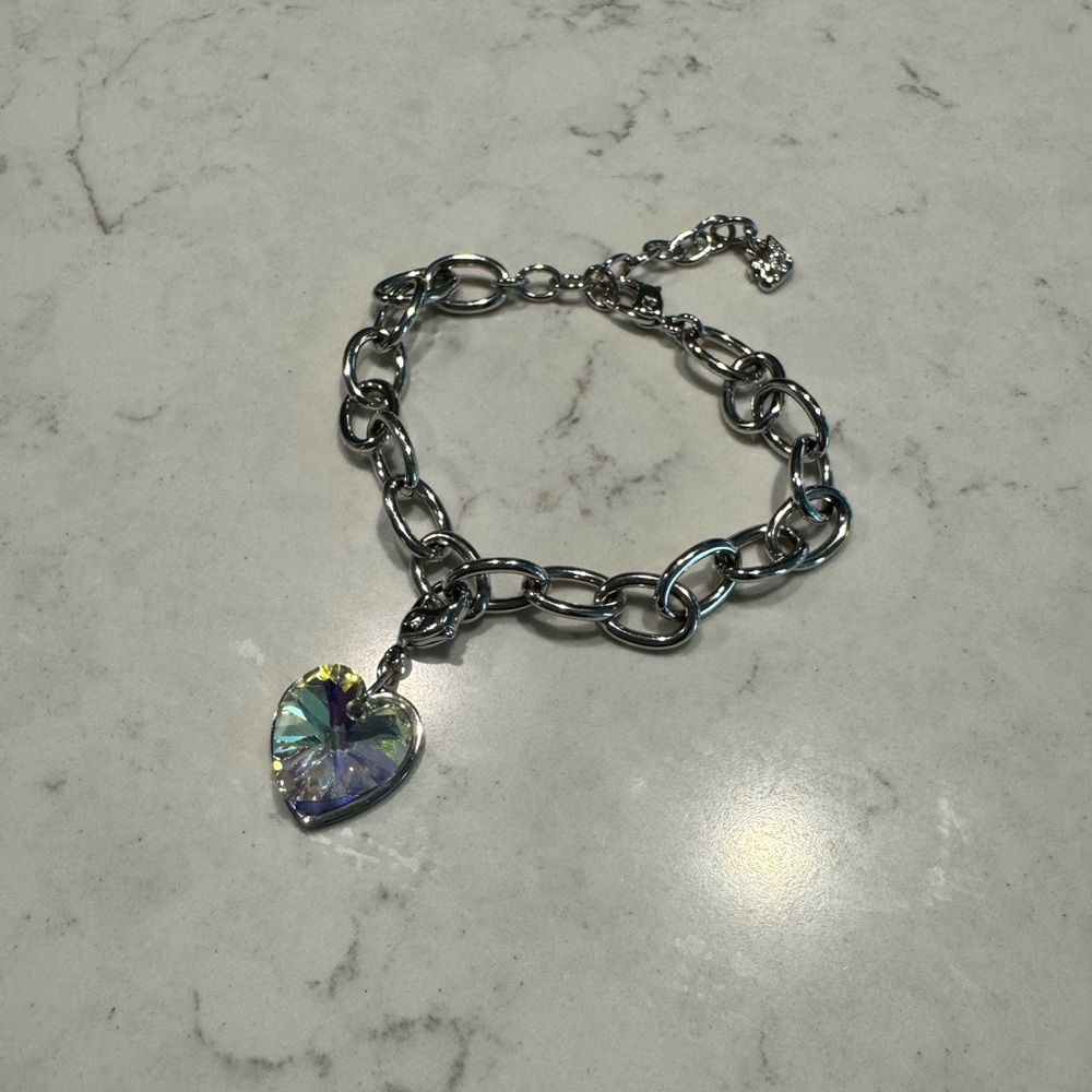 Swarovski Heart Pendant Chain Bracelet